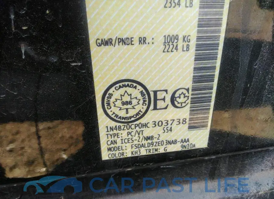 1N4BZ0CP0HC303738# 9