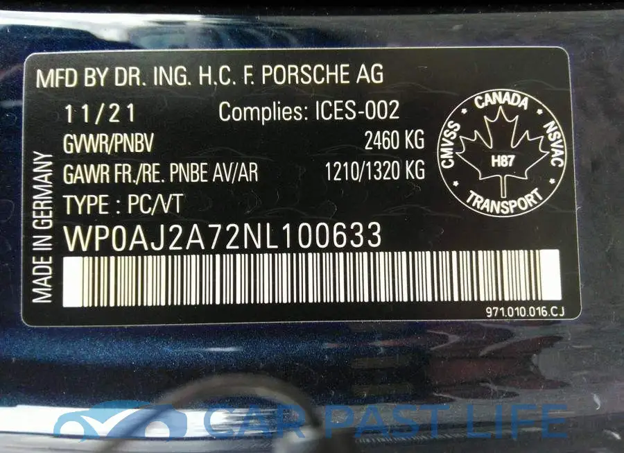 WP0AJ2A72NL100633# 9
