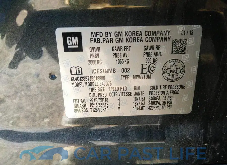 KL4CJ2SB7JB619988# 9