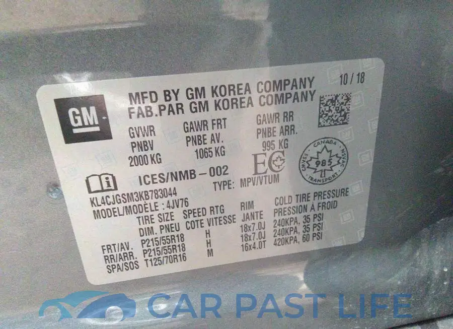 KL4CJGSM3KB783044# 9