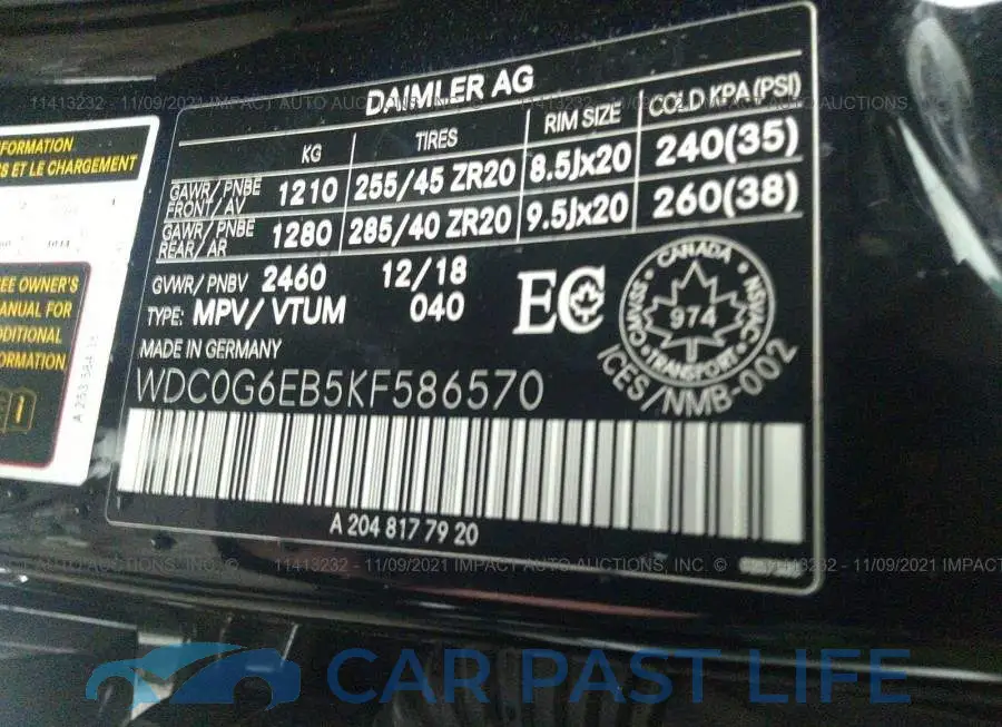 WDC0G6EB5KF586570# 9