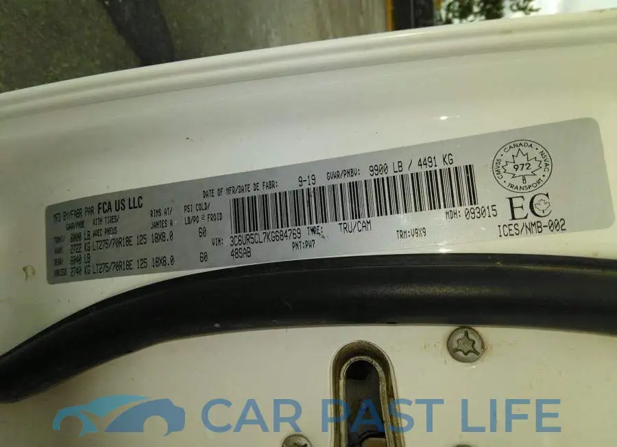 3C6UR5CL7KG684769# 9