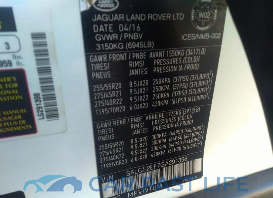 SALGS2EF7GA291398# 9