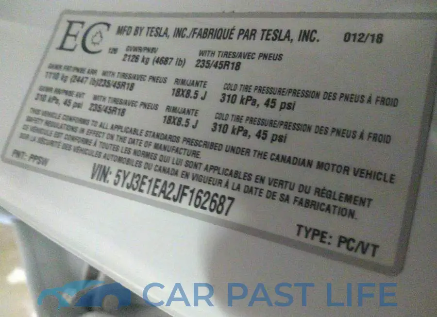 5YJ3E1EA2JF162687# 9