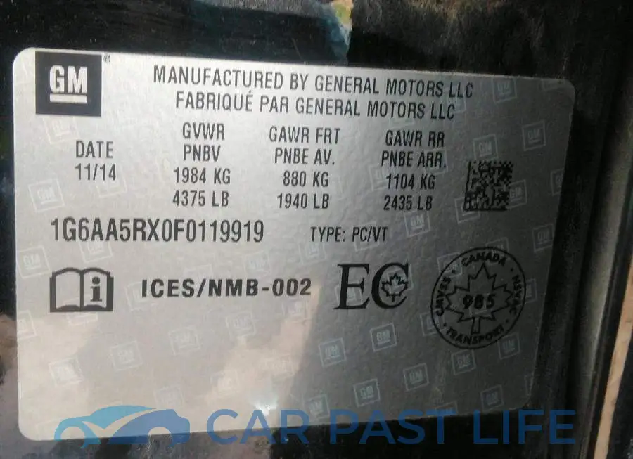 1G6AA5RX0F0119919# 9