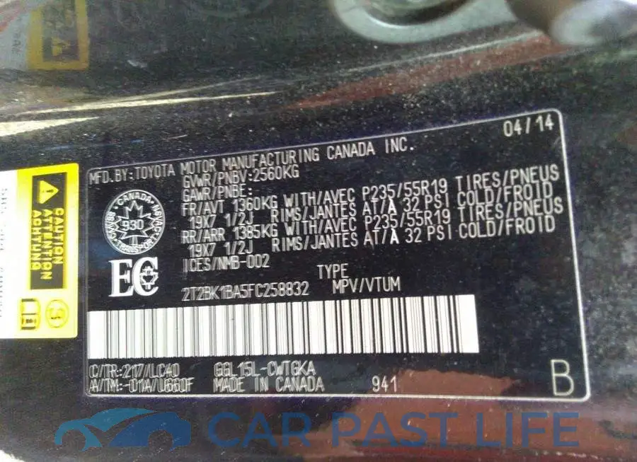 2T2BK1BA5FC258832# 9