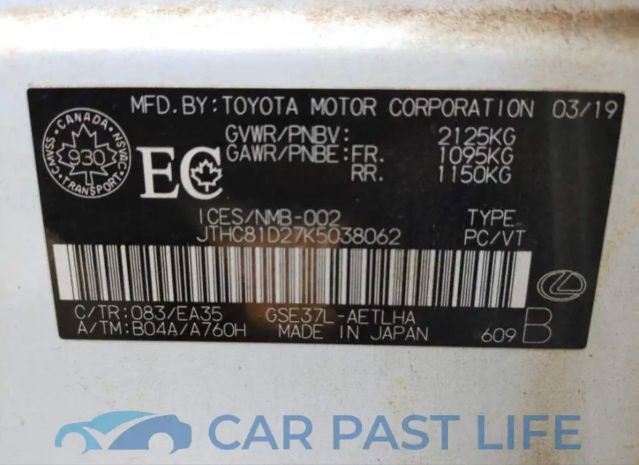 JTHC81D27K5038062# 9