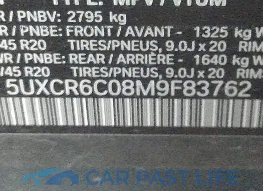 5UXCR6C08M9F83762# 9