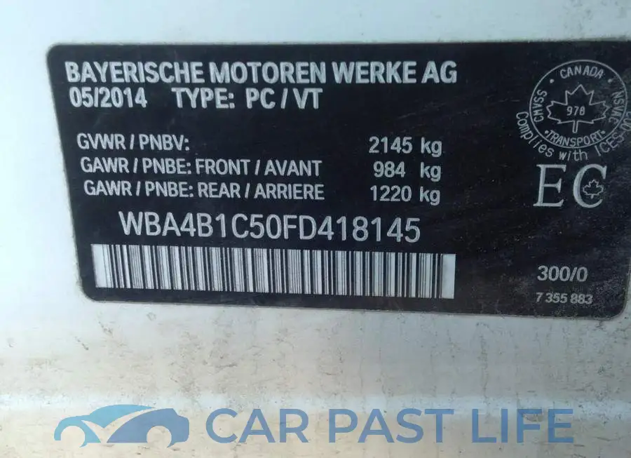 WBA4B1C50FD418145# 9