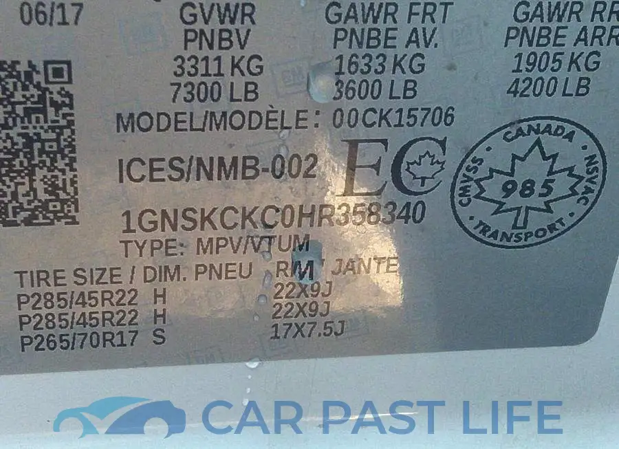 1GNSKCKC0HR358340# 9