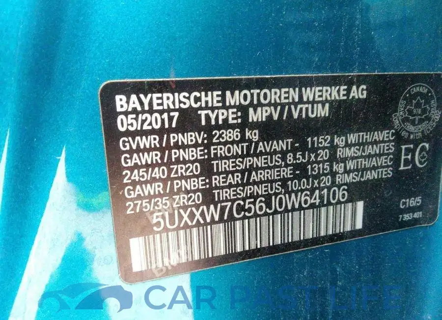 5UXXW7C56J0W64106# 9