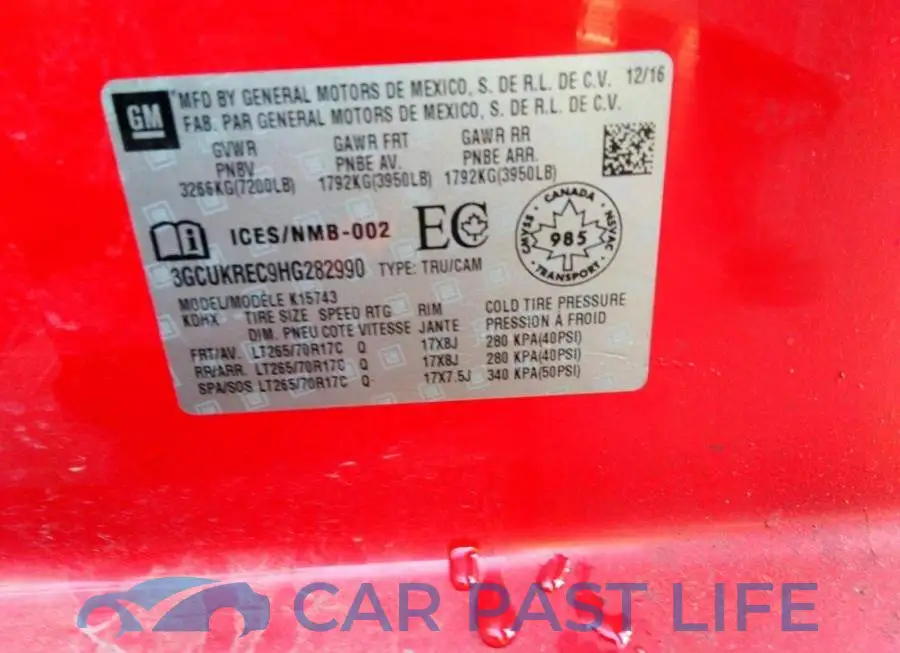 3GCUKREC9HG282990# 9