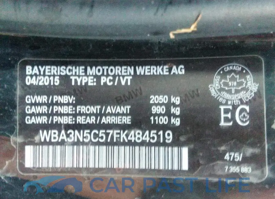 WBA3N5C57FK484519# 9