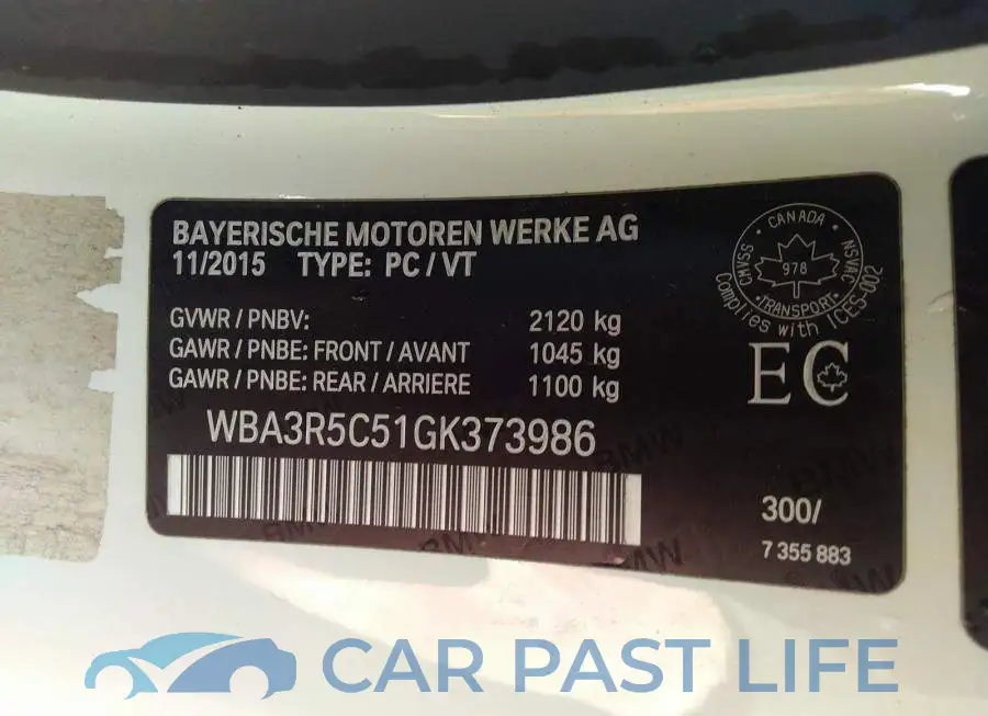 WBA3R5C51GK373986# 9
