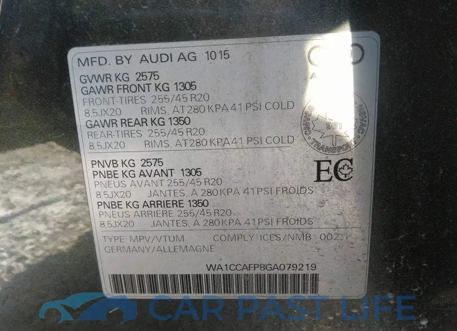 WA1CCAFP8GA079219# 9