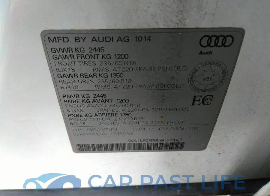 WA1LFCFP6FA059147# 9