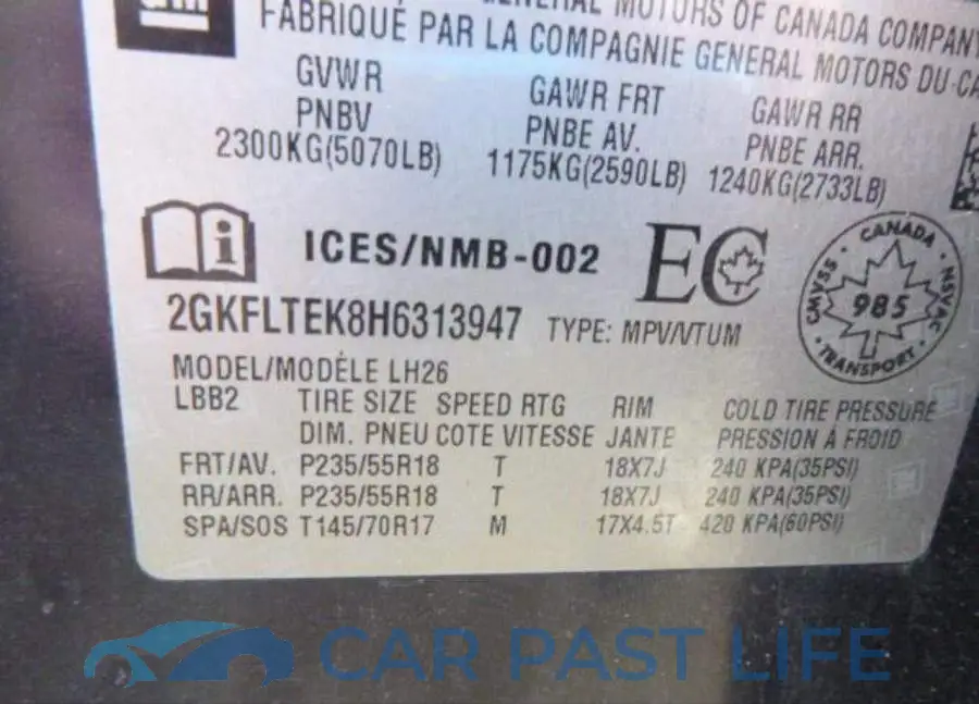 2GKFLTEK8H6313947# 9