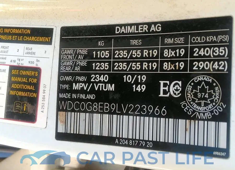 WDC0G8EB9LV223966# 9