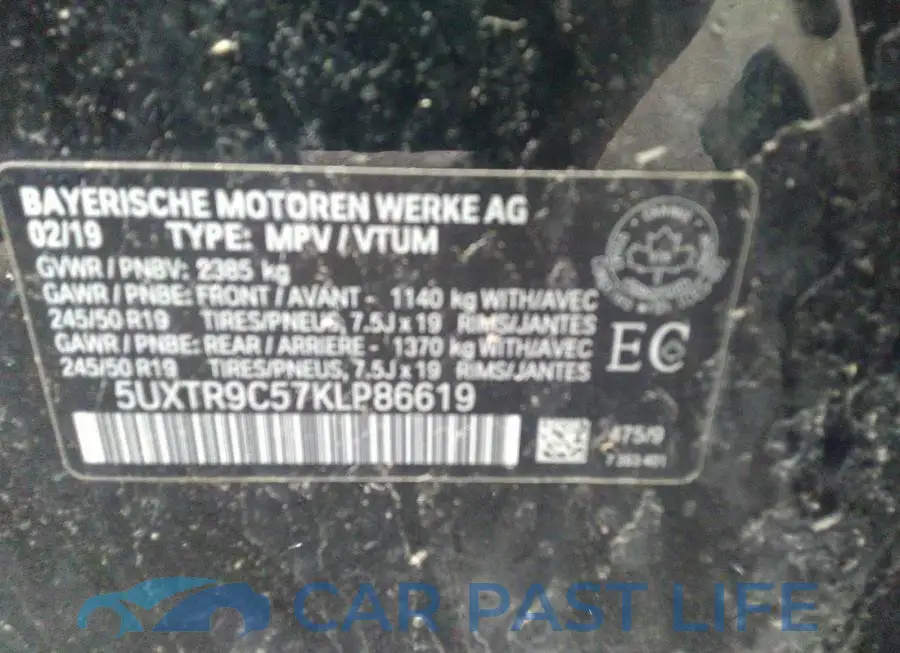 5UXTR9C57KLP86619# 9