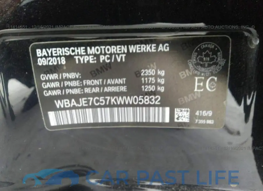WBAJE7C57KWW05832# 9