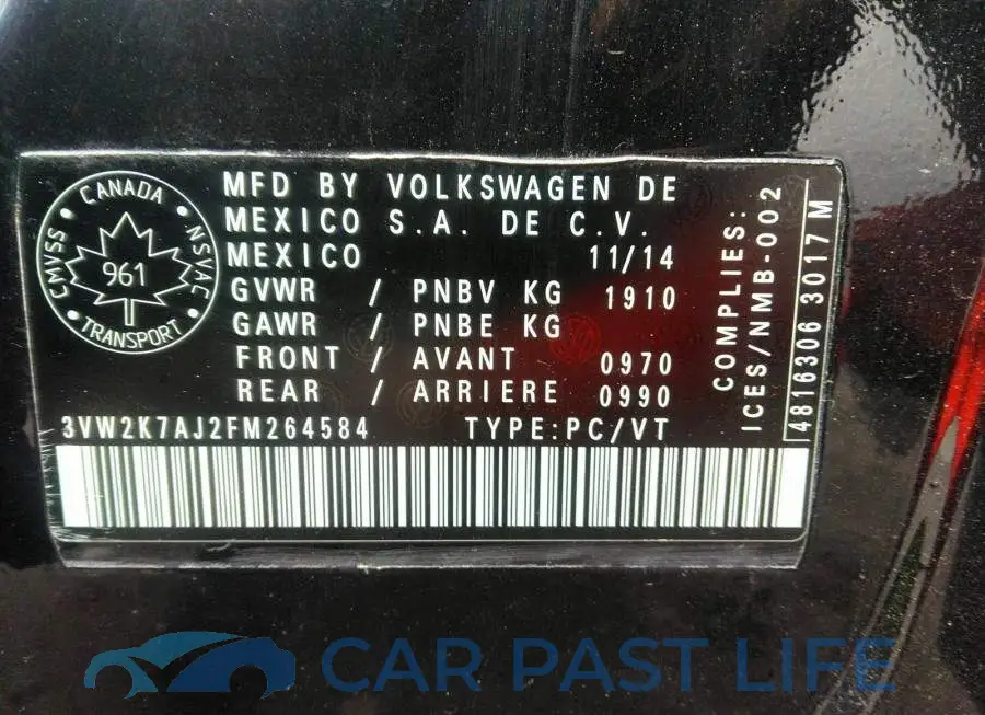3VW2K7AJ2FM264584# 9