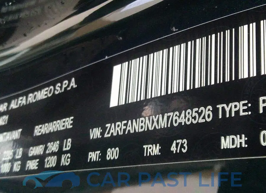 ZARFANBNXM7648526# 9