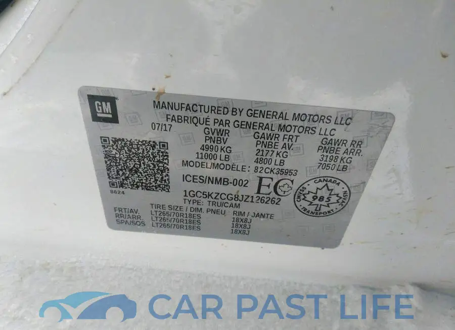 1GC5KZCG8JZ126262# 9