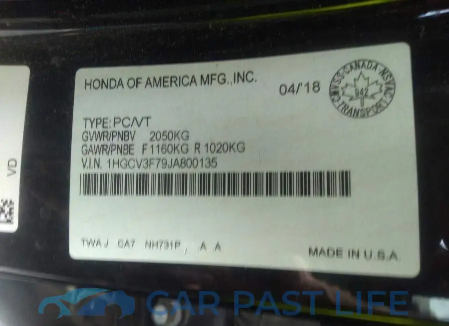 1HGCV3F79JA800135# 9