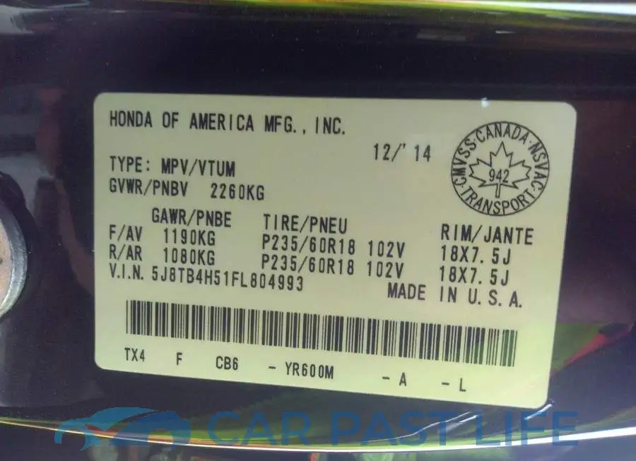 5J8TB4H51FL804993# 9