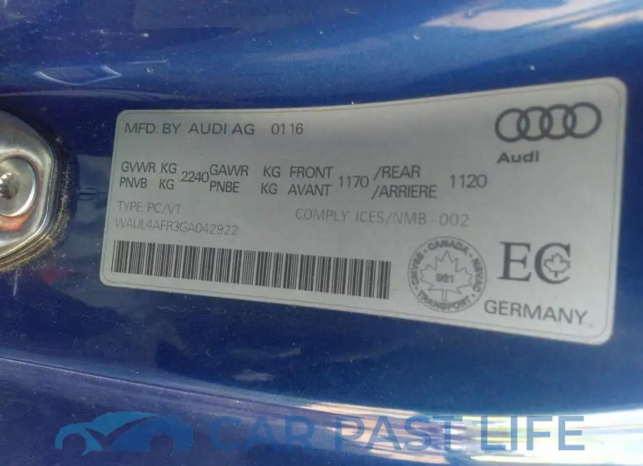 WAUL4AFR3GA042922# 9