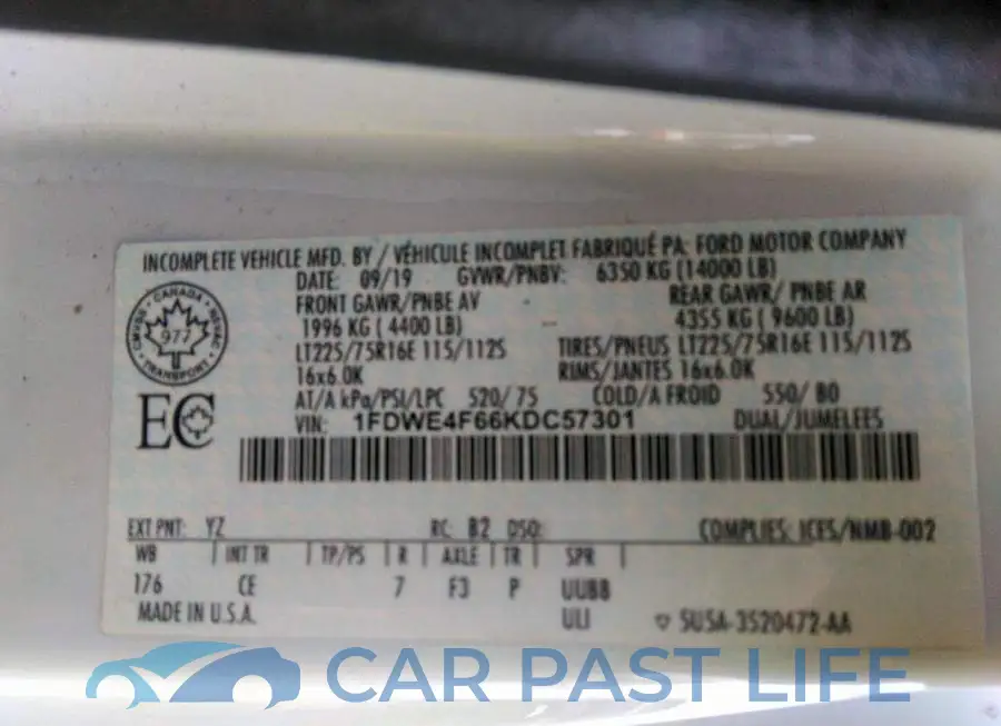 1FDWE4F66KDC57301# 9
