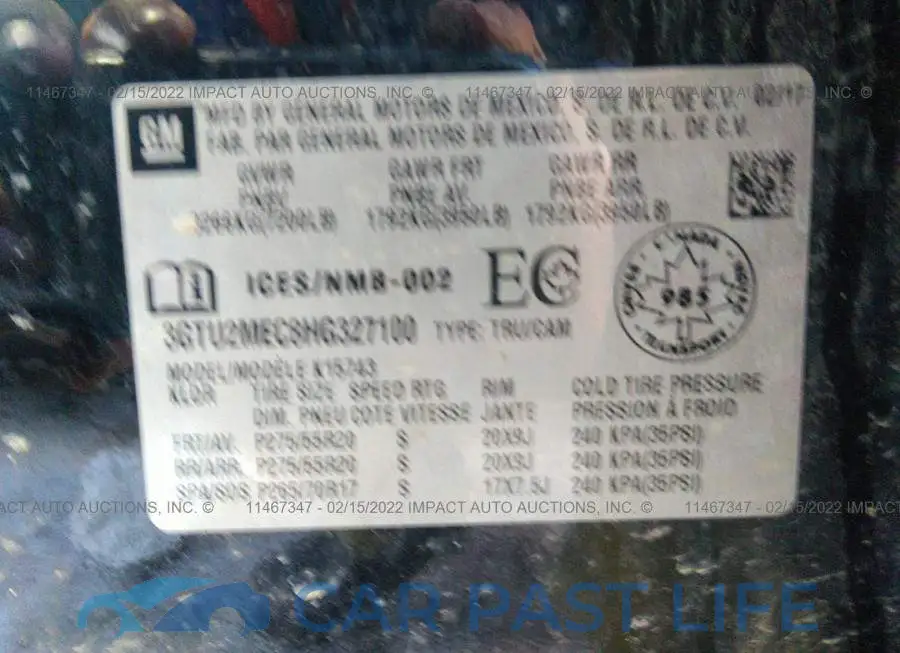 3GTU2MEC8HG327100# 9
