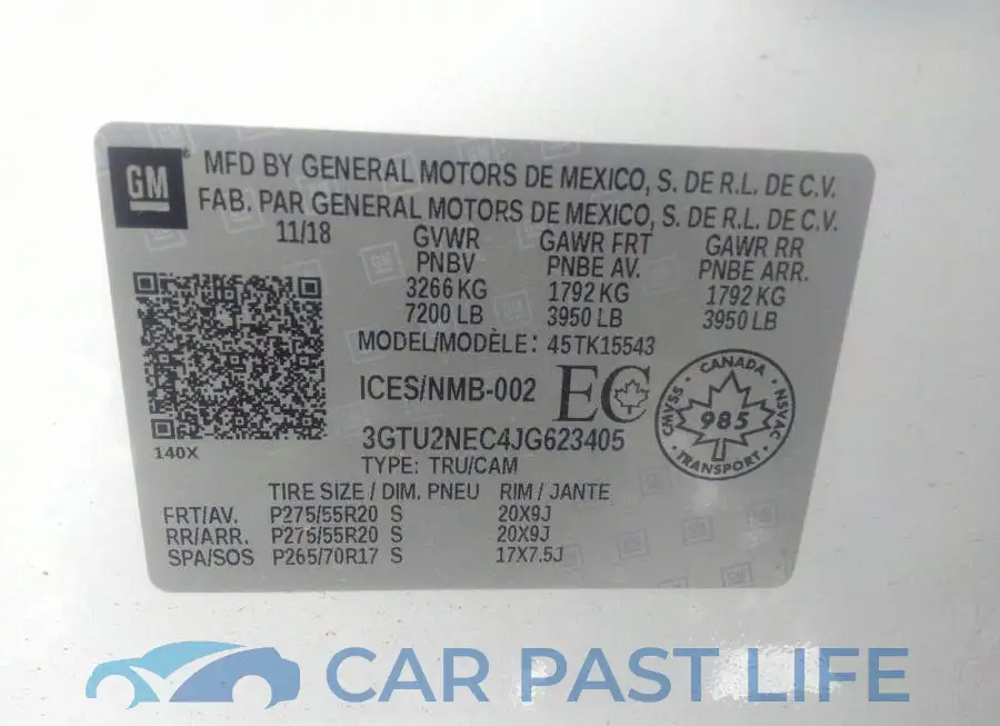 3GTU2NEC4JG623405# 9