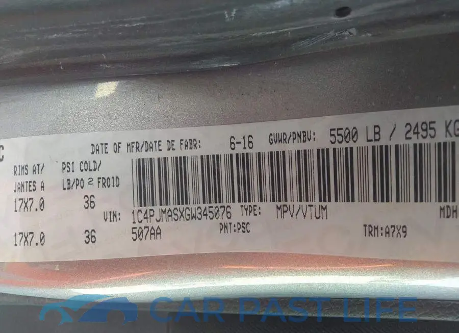 1C4PJMASXGW345076# 9