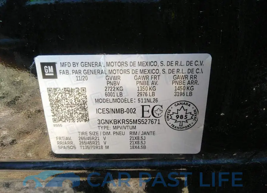 3GNKBKRS5MS527671# 9