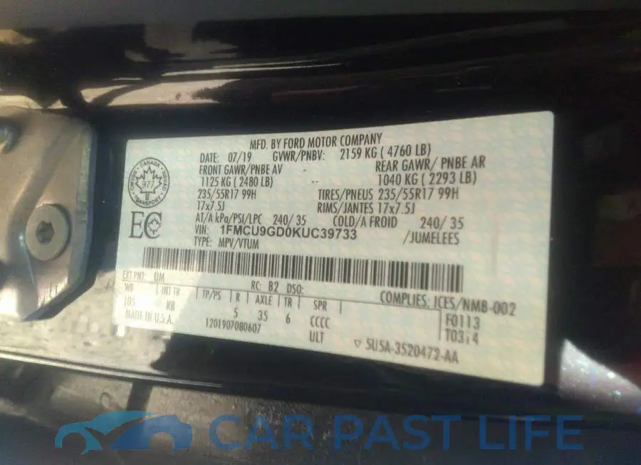1FMCU9GD0KUC39733# 9