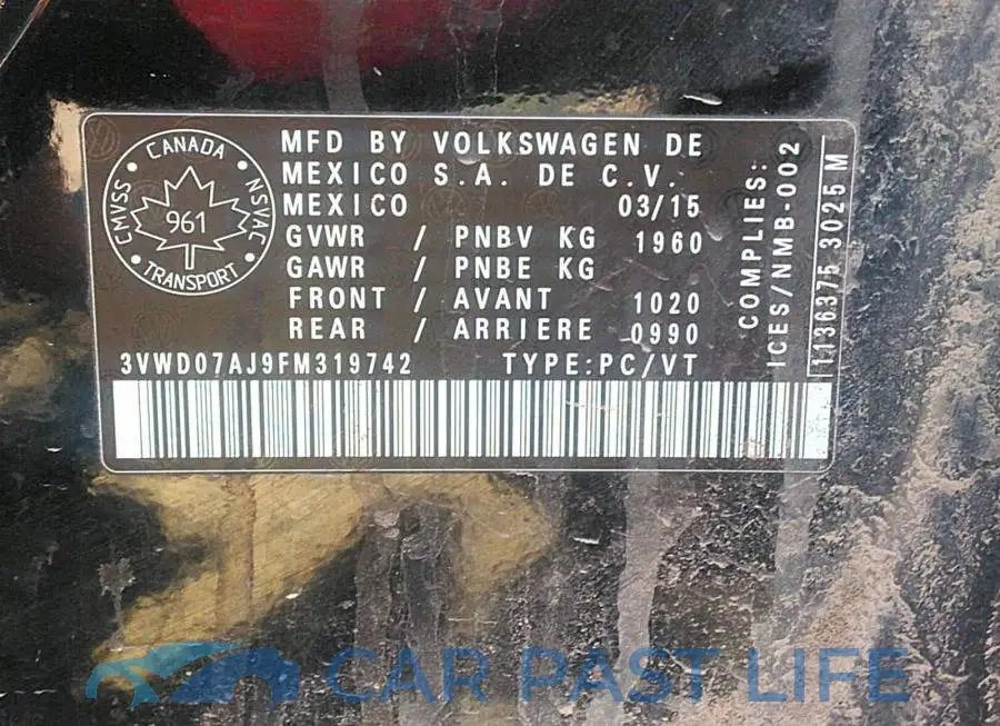 3VWD07AJ9FM319742# 9