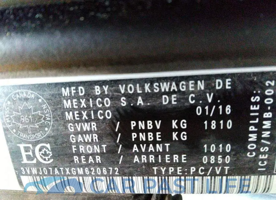 3VWJ07ATXGM620672# 9