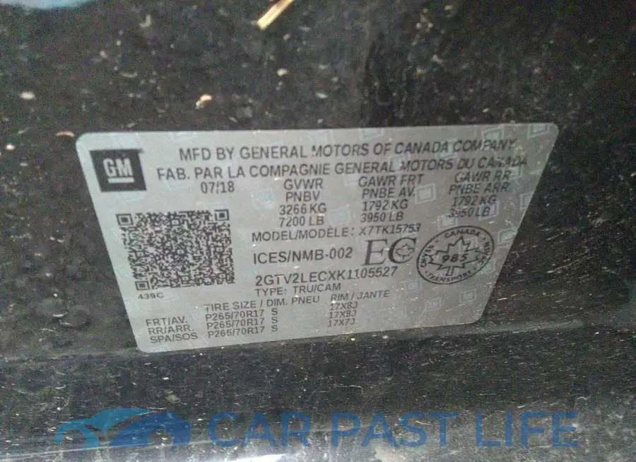 2GTV2LECXK1105527# 9