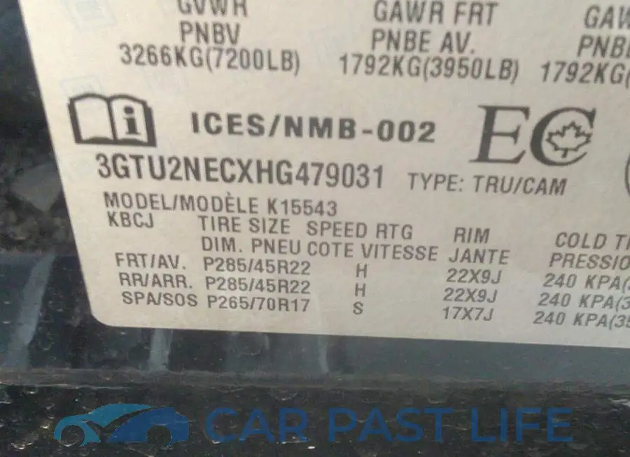 3GTU2NECXHG479031# 9
