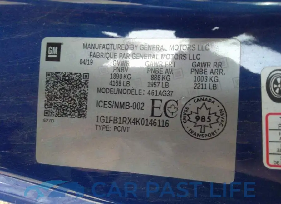 1G1FB1RX4K0146116# 9