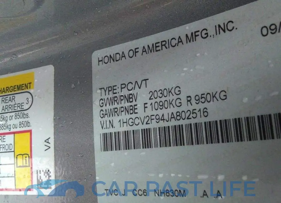 1HGCV2F94JA802516# 9