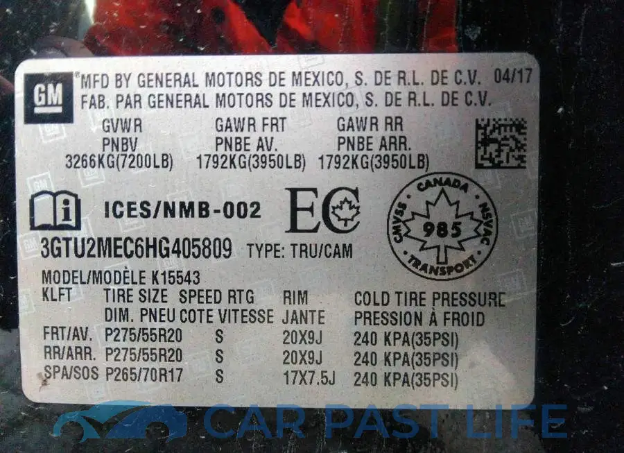 3GTU2MEC6HG405809# 9