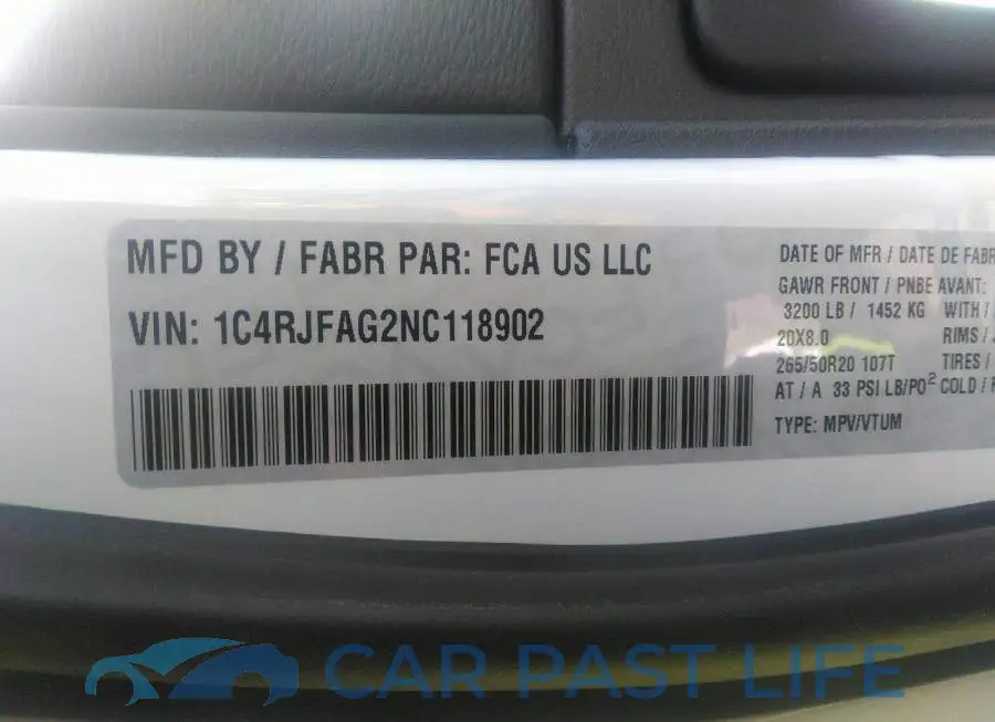 1C4RJFAG2NC118902# 9