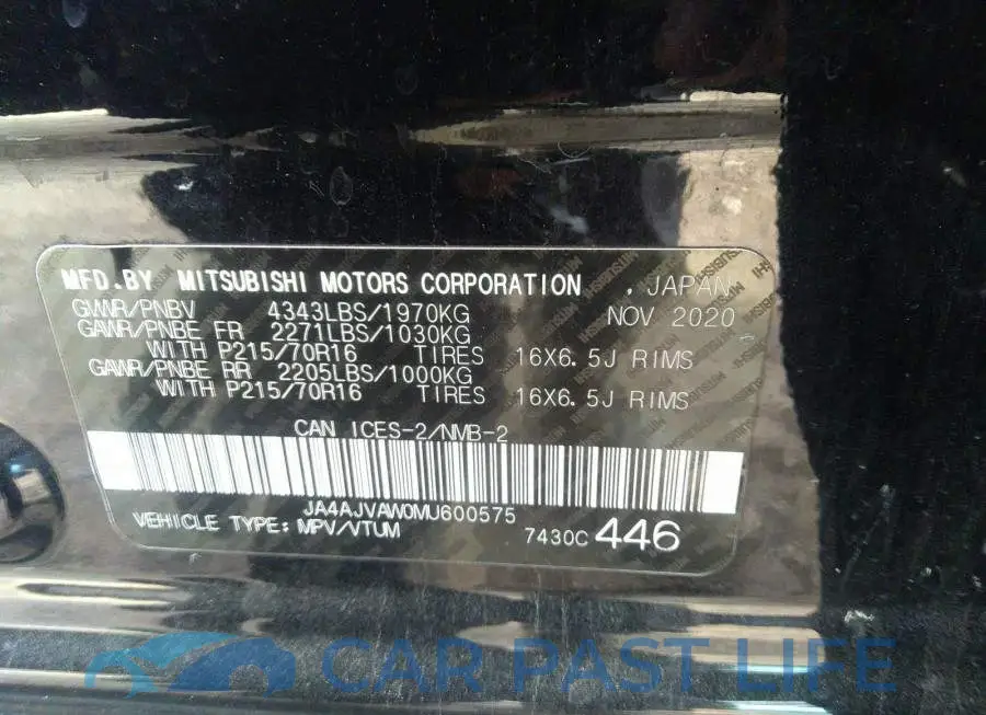 JA4AJVAW0MU600575# 9