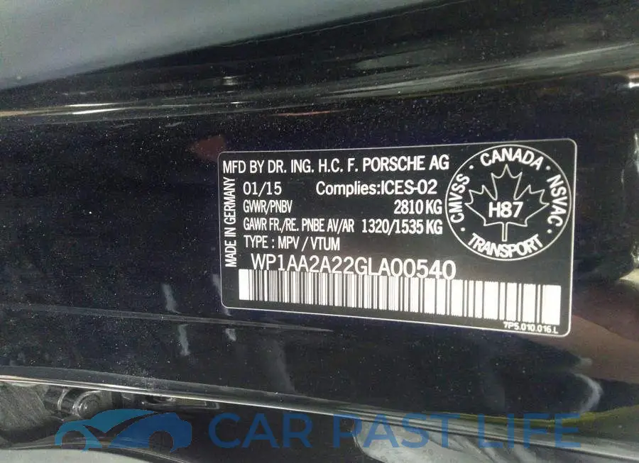 WP1AA2A22GLA00540# 9