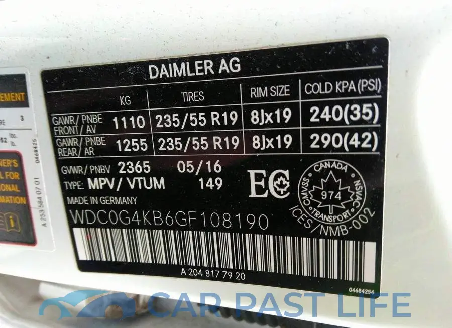 WDC0G4KB6GF108190# 9