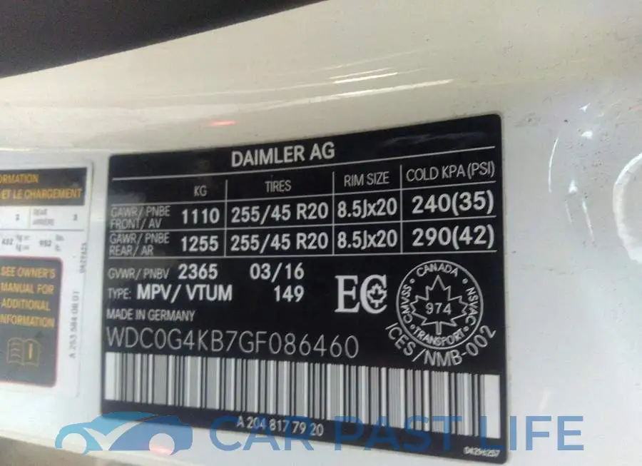 WDC0G4KB7GF086460# 9