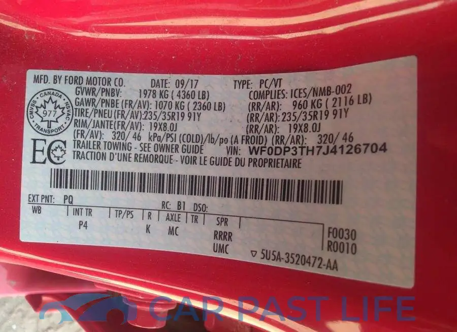 WF0DP3TH7J4126704# 9