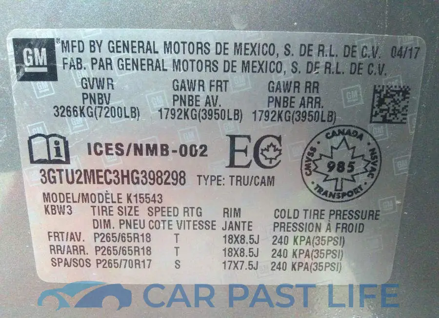 3GTU2MEC3HG398298# 9